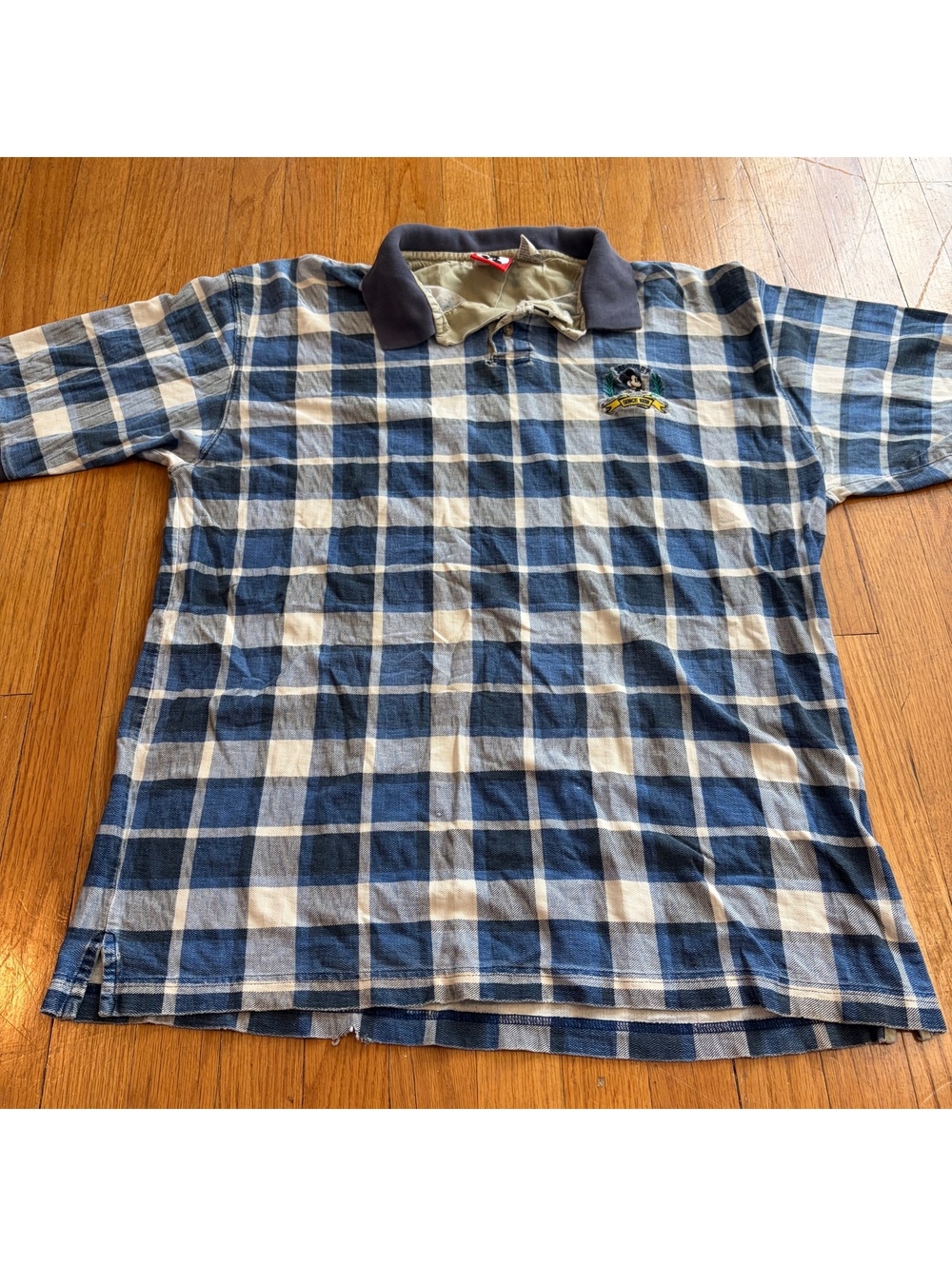 Vintage Y2K Disney Mickey Mouse plaid polo shirt